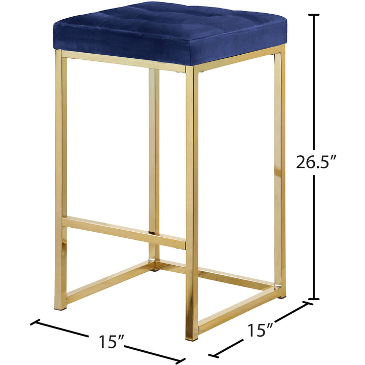 Nicola Velvet Upholstered Counter Stool — Navy / Gold