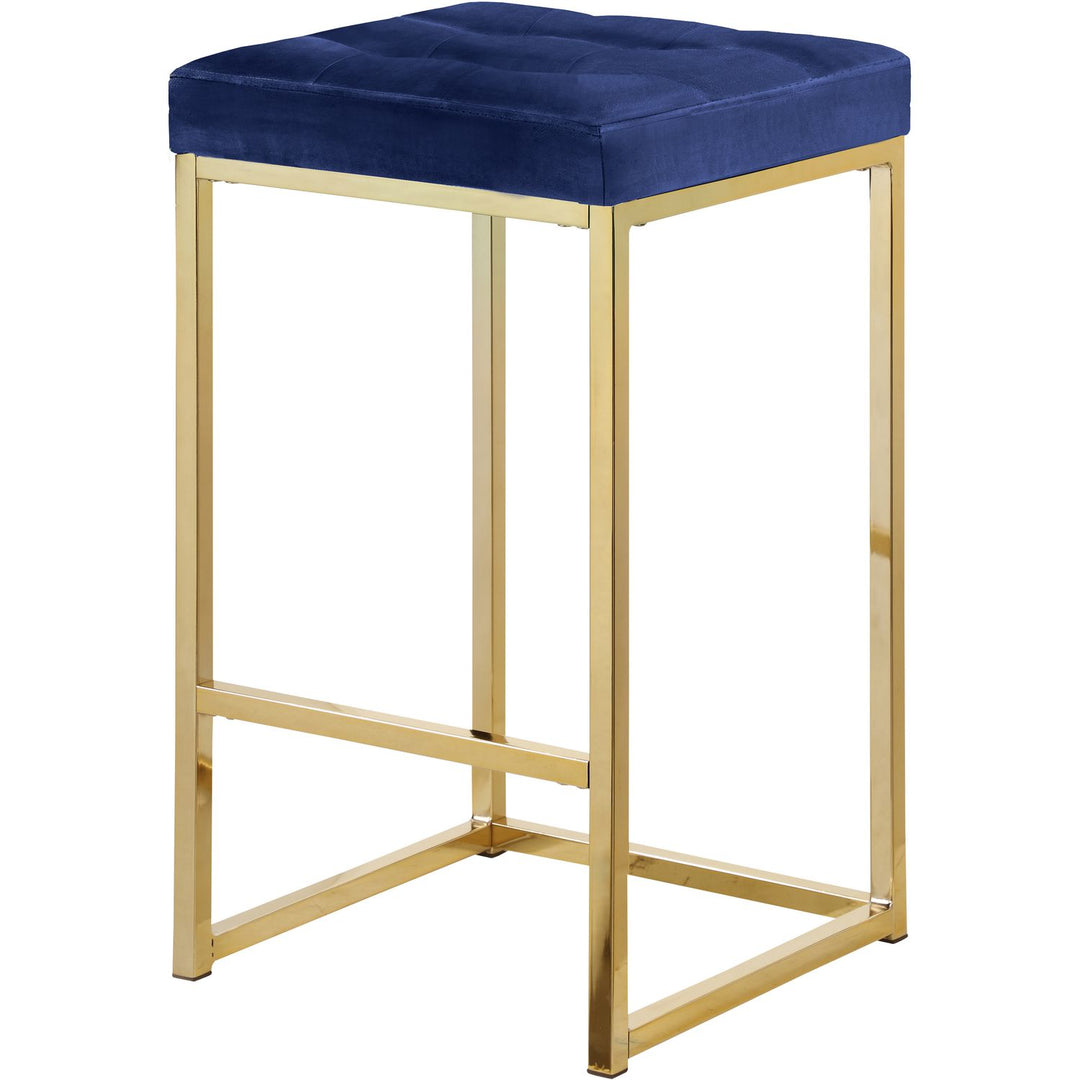 Nicola Velvet Upholstered Counter Stool — Navy / Gold