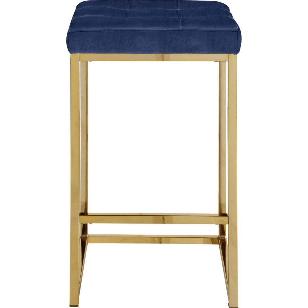 Nicola Velvet Upholstered Counter Stool — Navy / Gold
