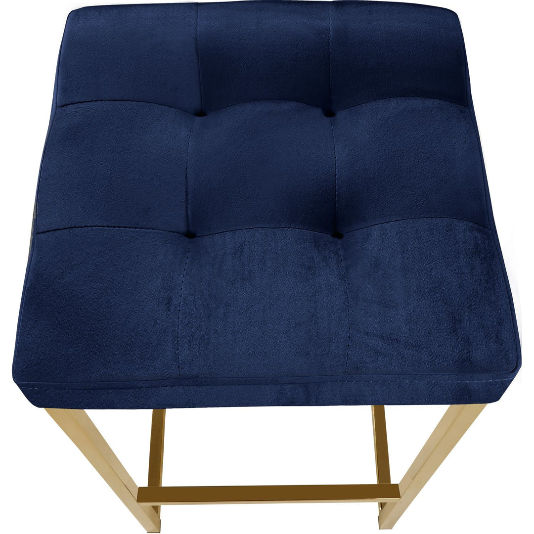 Nicola Velvet Upholstered Counter Stool — Navy / Gold