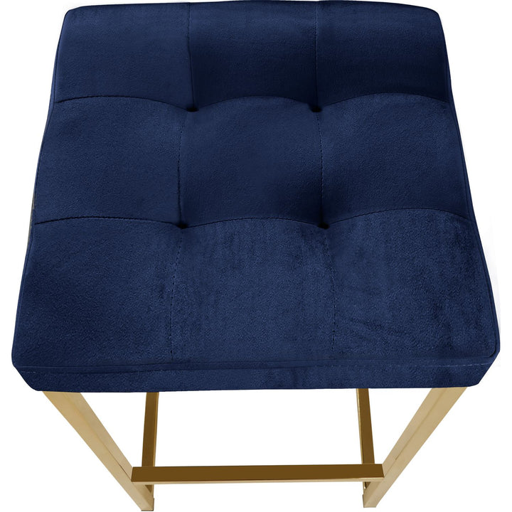 Nicola Velvet Upholstered Counter Stool — Navy / Gold