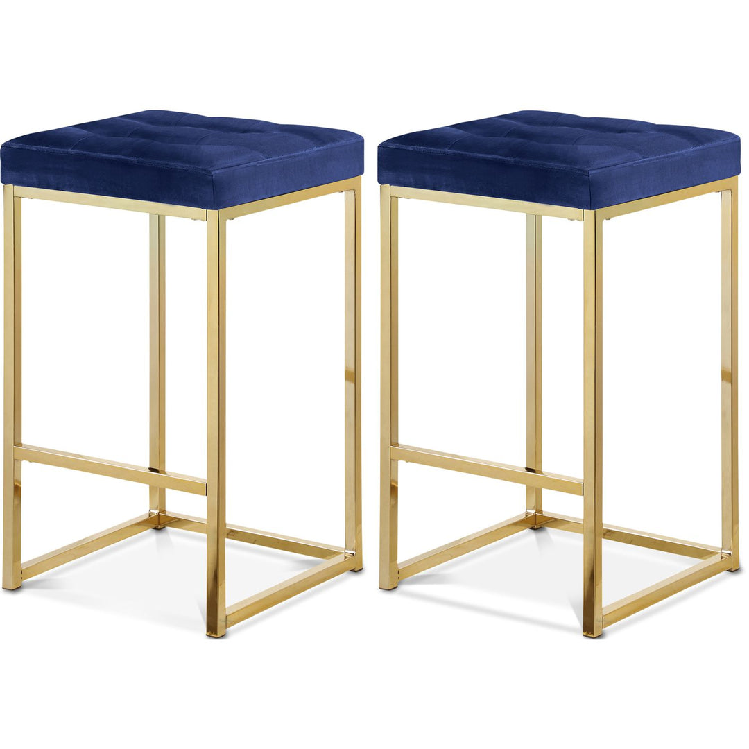 Nicola Navy Velvet Upholstered Counter Stool