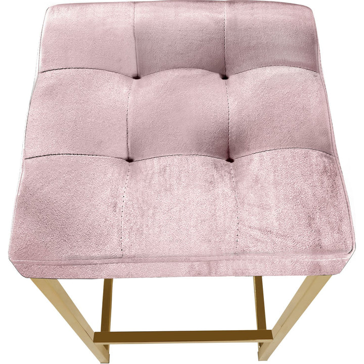 Nicola Velvet Upholstered Counter Stool — Pink / Gold