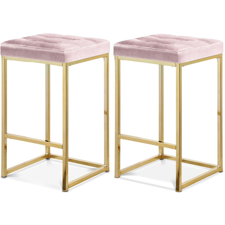 Nicola Pink Velvet Upholstered Counter Stool