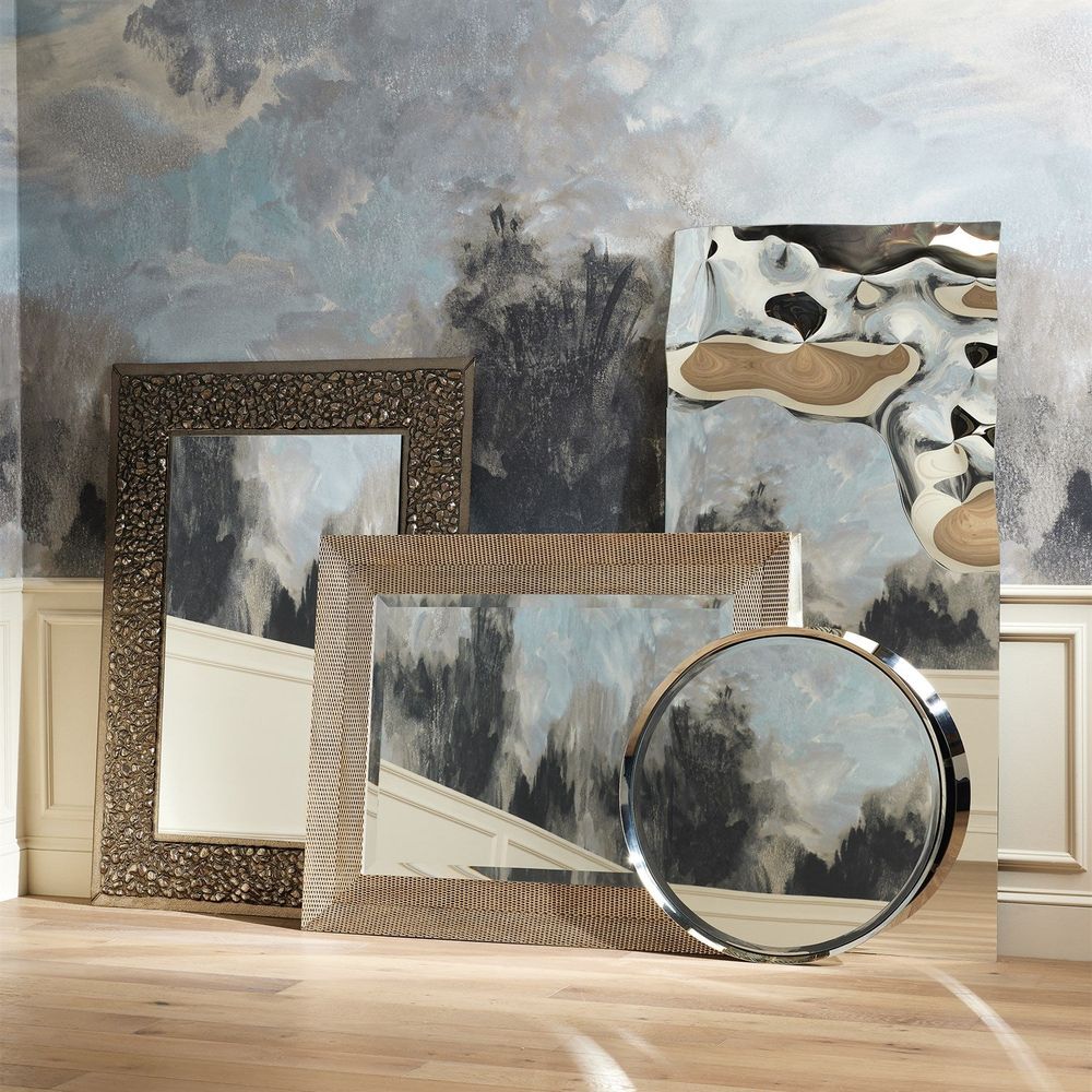 Delicate Basketweave Mirror-Silver