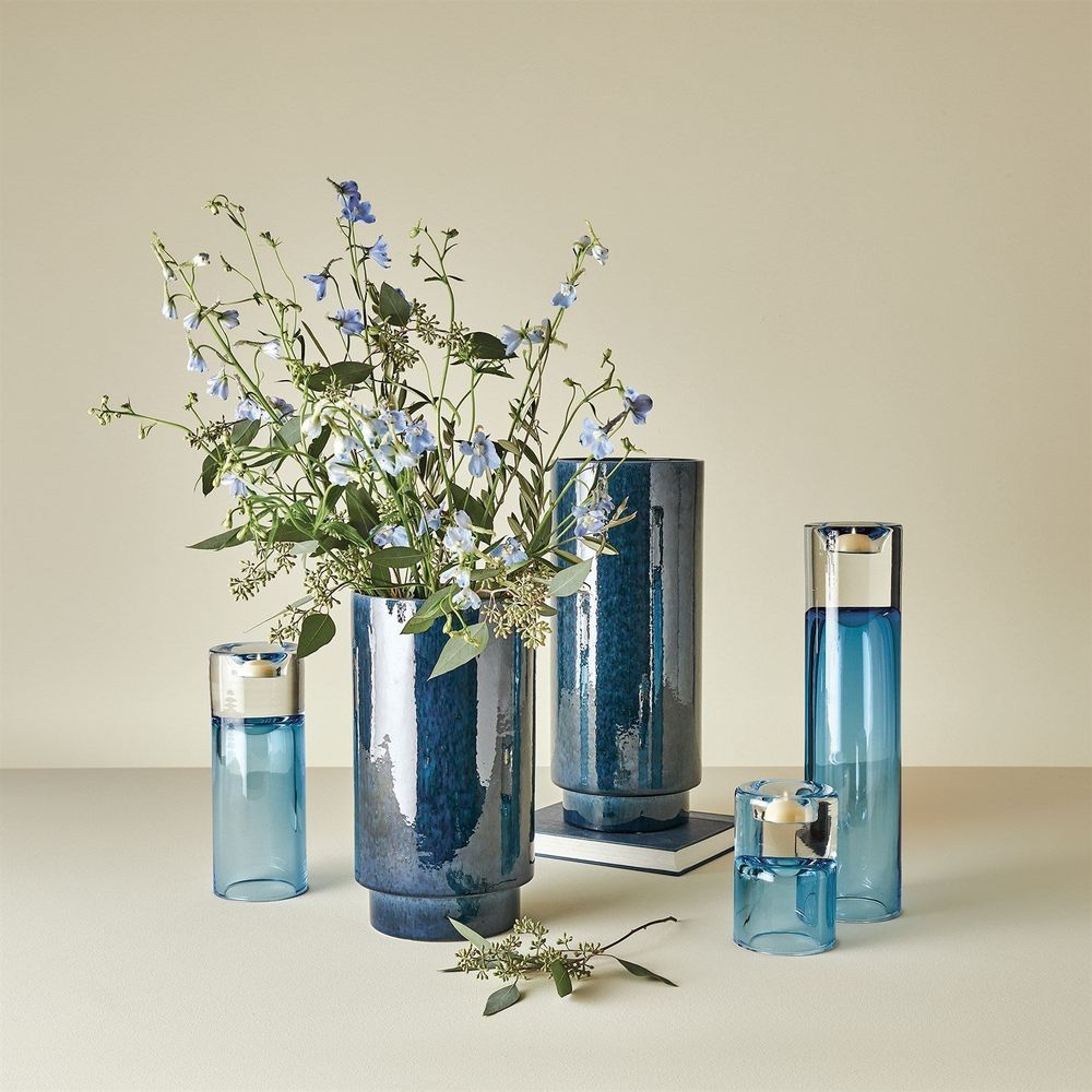 Radiant T-Lite Holder/Vase-Blue-Sm