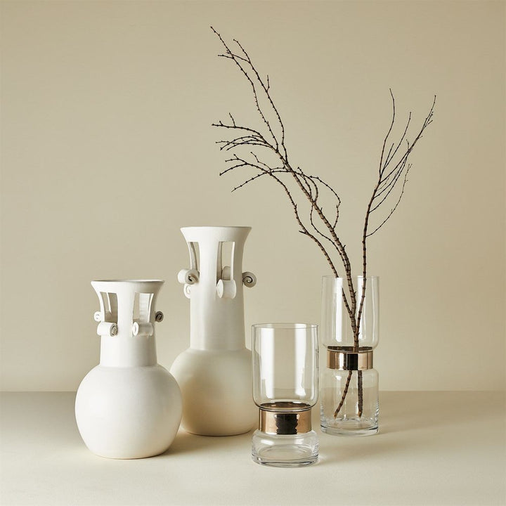 Spiral Handle Vase-Matte White-Lg