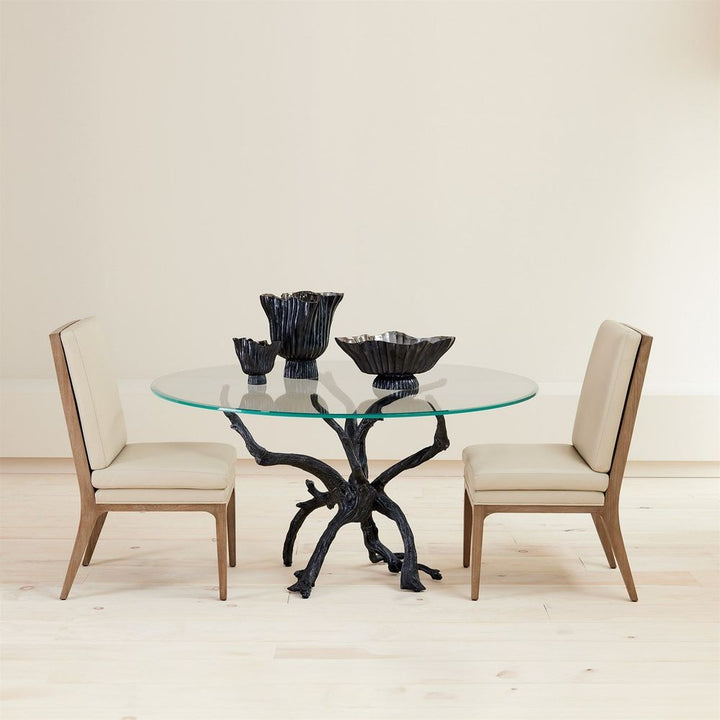 Folha Footed Vase-Black/Metallic-Lg