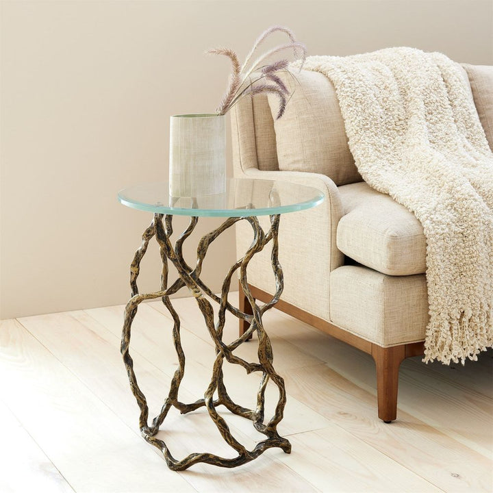 Side Tables Twistwood Accent Table-Antique Brass