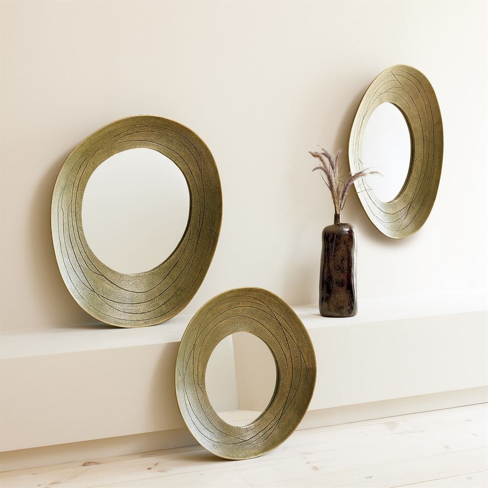 Saturn Mirror-Antique Gold-Med