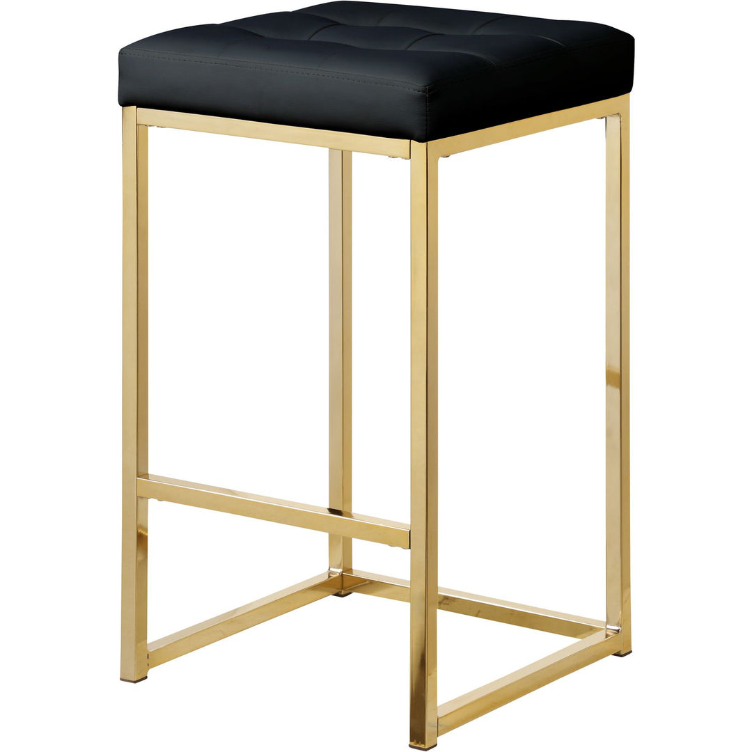 Nicola Vegan Leather Upholstered Counter Stool — Black / Gold