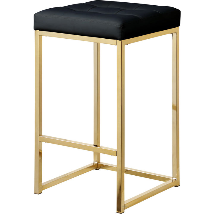 Nicola Vegan Leather Upholstered Counter Stool — Black / Gold