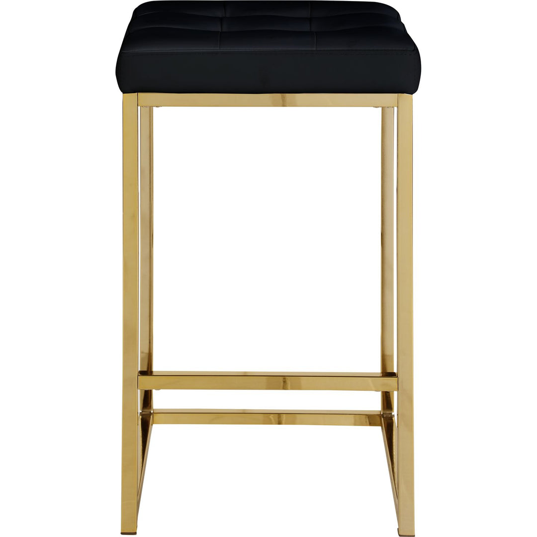 Nicola Vegan Leather Upholstered Counter Stool — Black / Gold