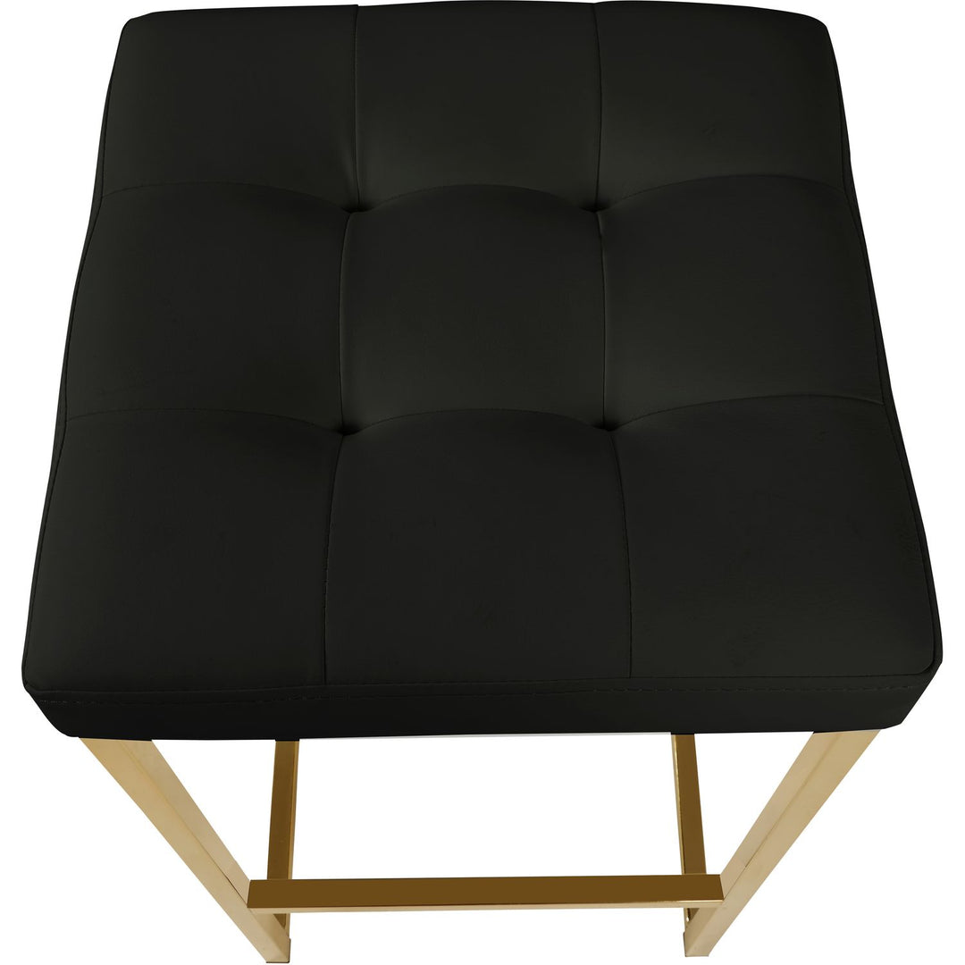 Nicola Vegan Leather Upholstered Counter Stool — Black / Gold