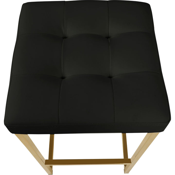 Nicola Vegan Leather Upholstered Counter Stool — Black / Gold