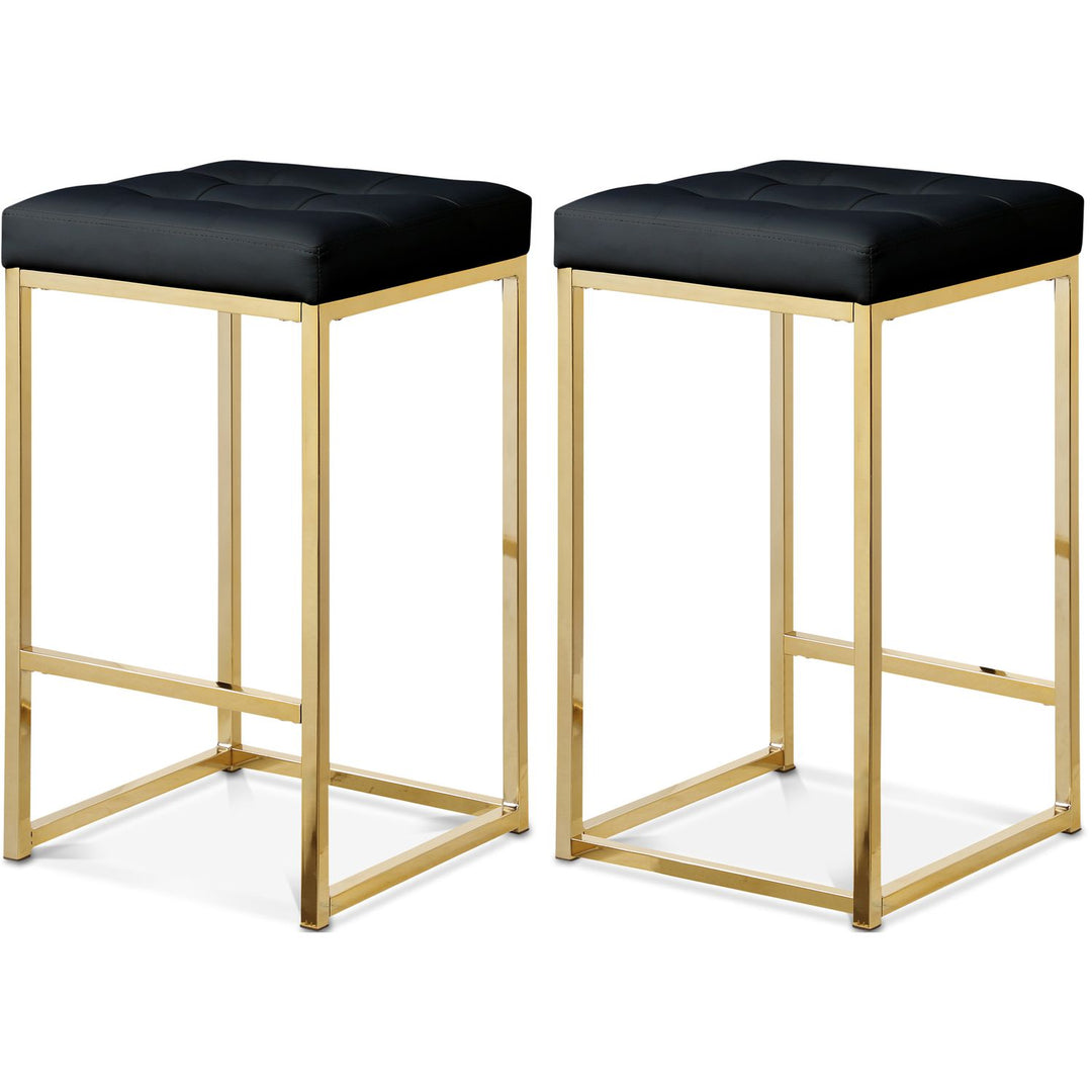 Nicola Black Vegan Leather Upholstered Counter Stool