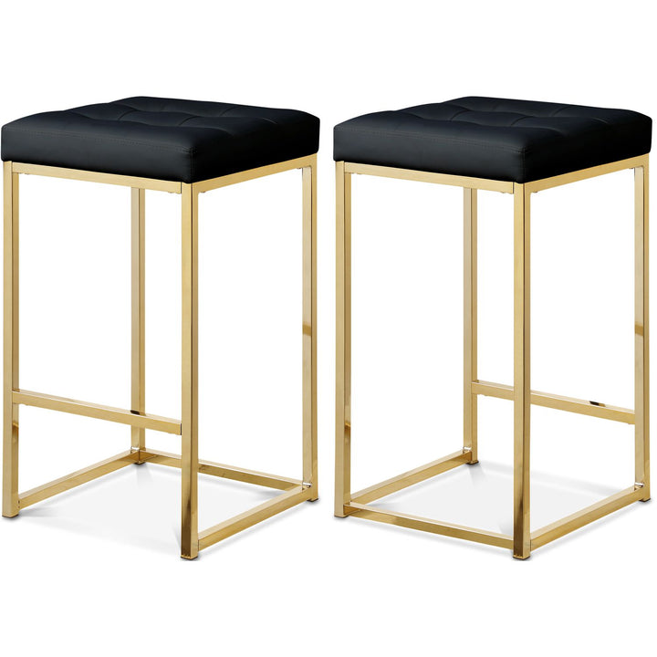 Nicola Black Vegan Leather Upholstered Counter Stool