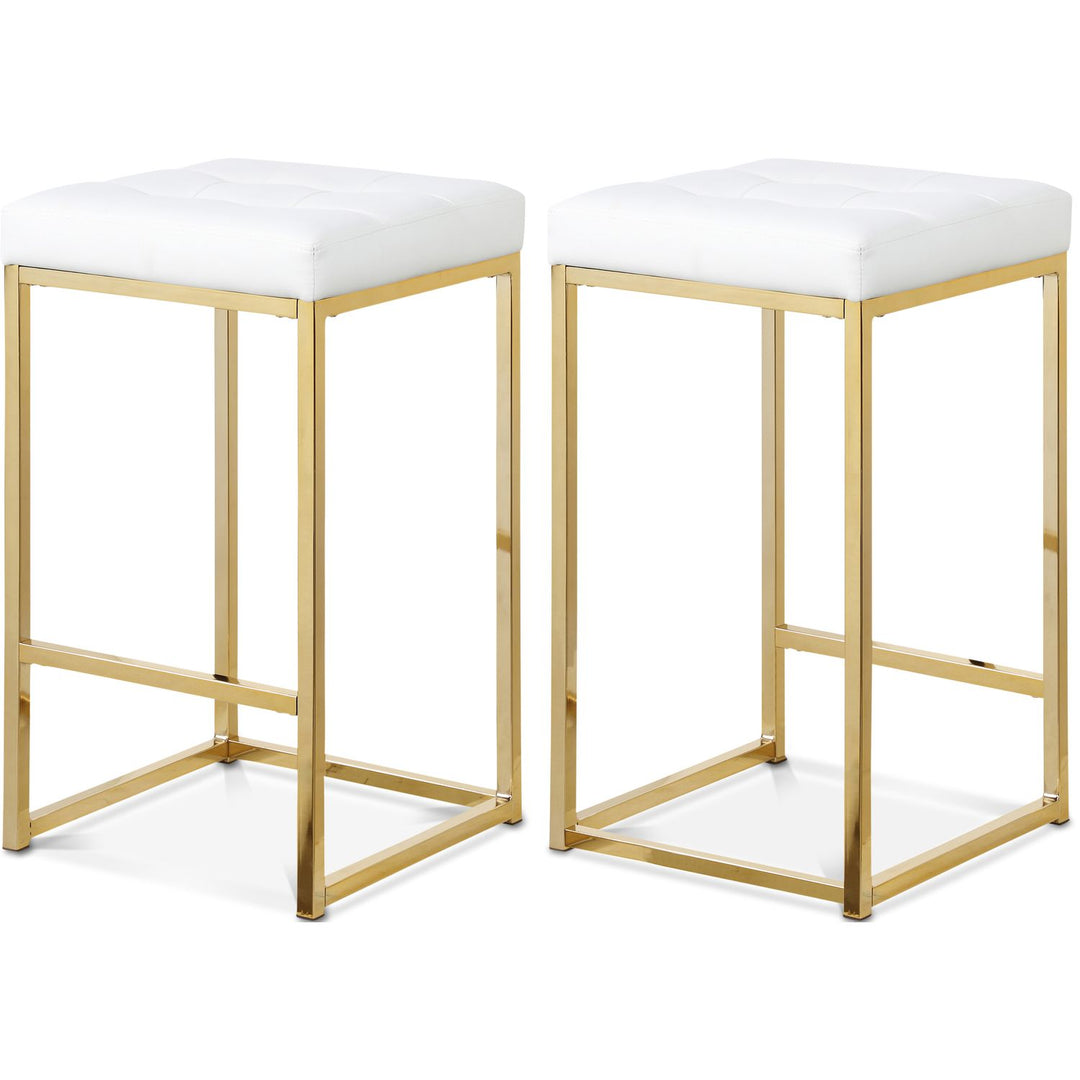 Nicola White Vegan Leather Upholstered Counter Stool