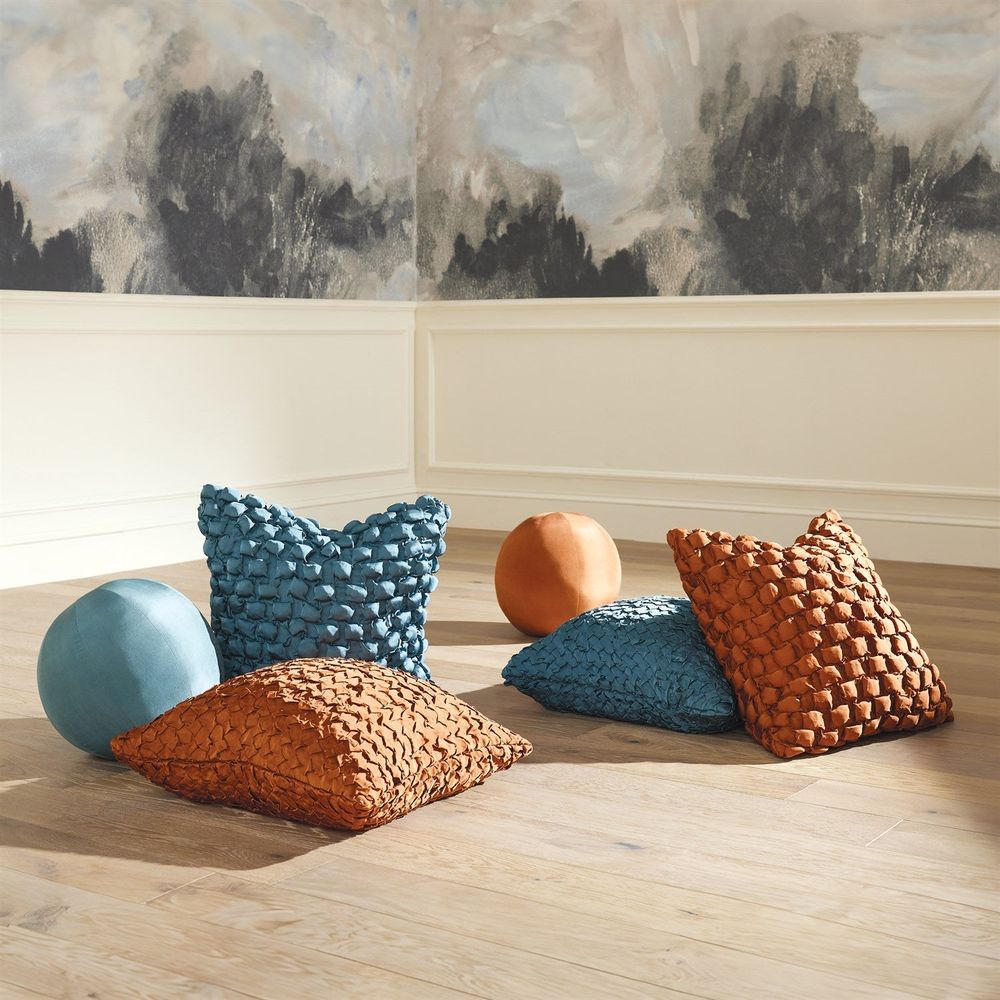 Diamond Ruche Pillow-Rust