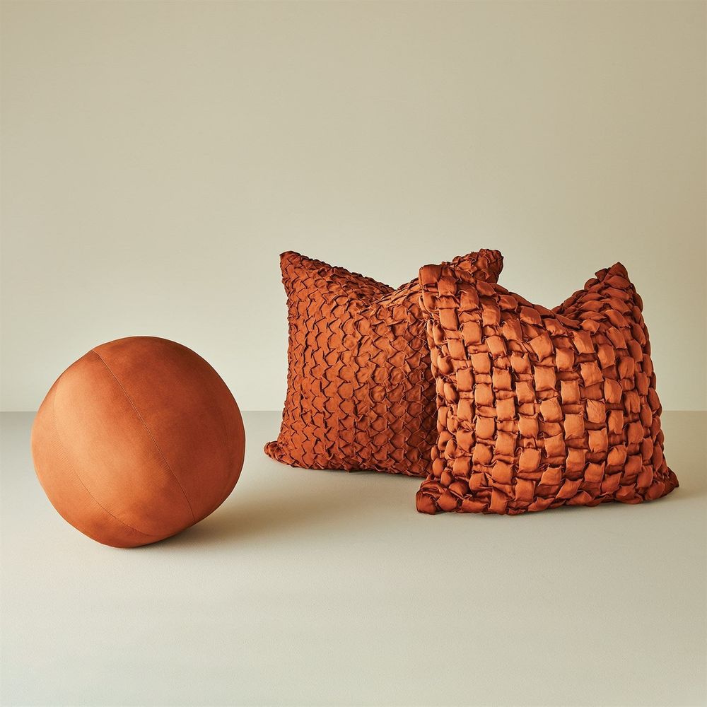 Pillows Square Ruche Pillow-Rust