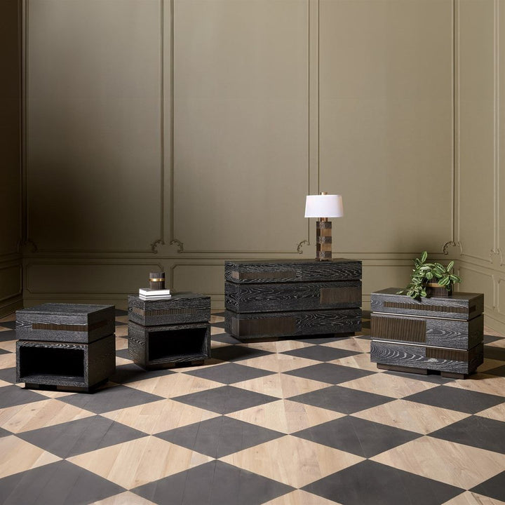 Nightstands Brazil Bedside Chest - Left - Black Cerused Oak