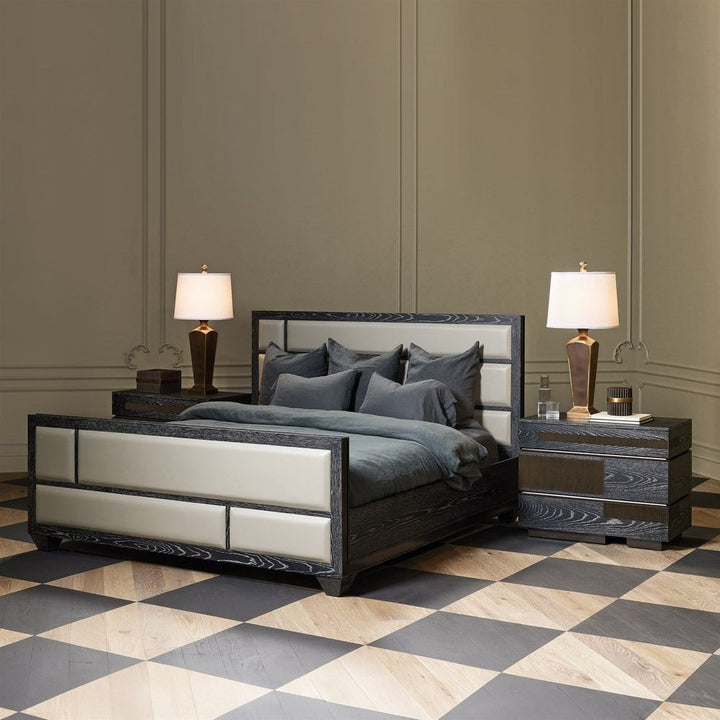 Beds Brazil Queen Bed-Black Cerused Oak