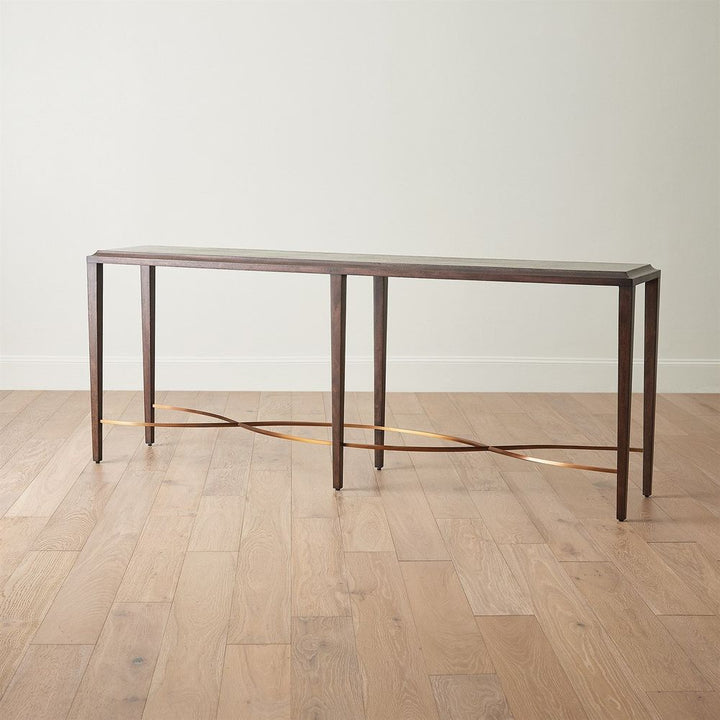 Console Tables Twisted Rail Console-Okume/Brass