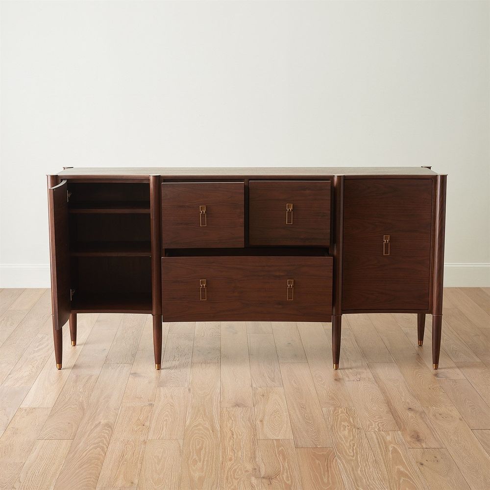 Sideboards & Credenzas Triple Curve Cabinet-Walnut