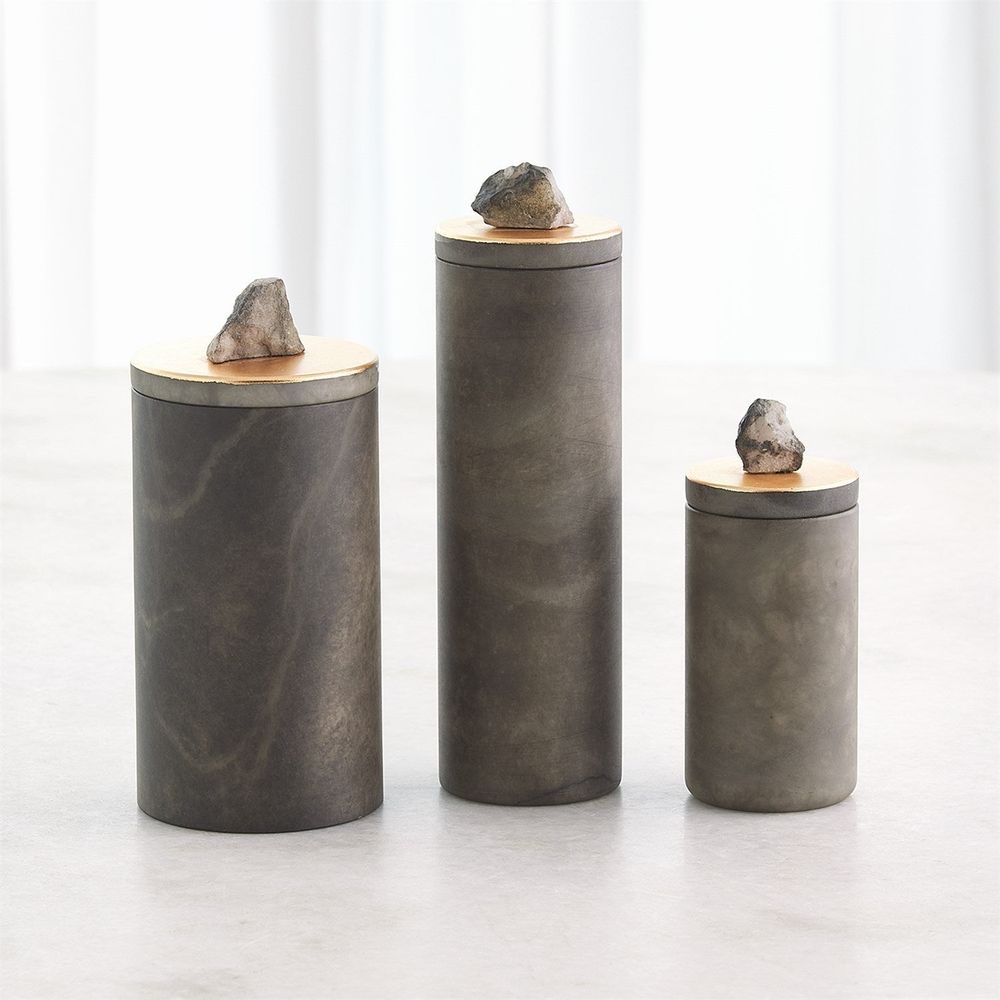 Jars Quarry Jar-Grey/Gold Leaf-Lg