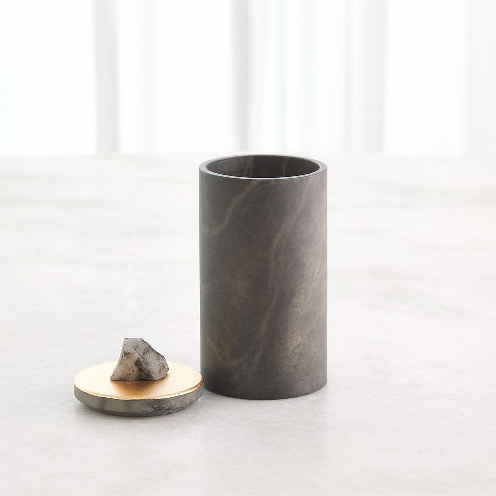 Quarry Jar-Grey/Gold Leaf-Lg