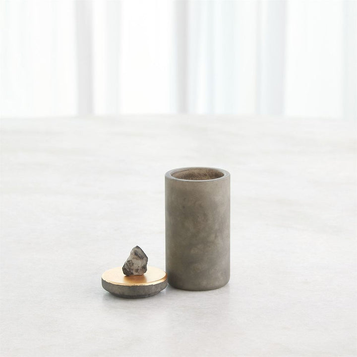 Quarry Jar-Grey/Gold Leaf-Lg