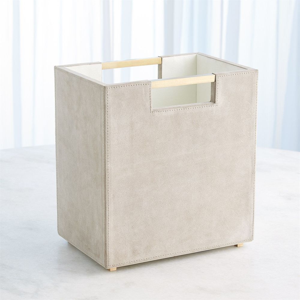 Wastebaskets Posh Wastebasket - Parchment Suede