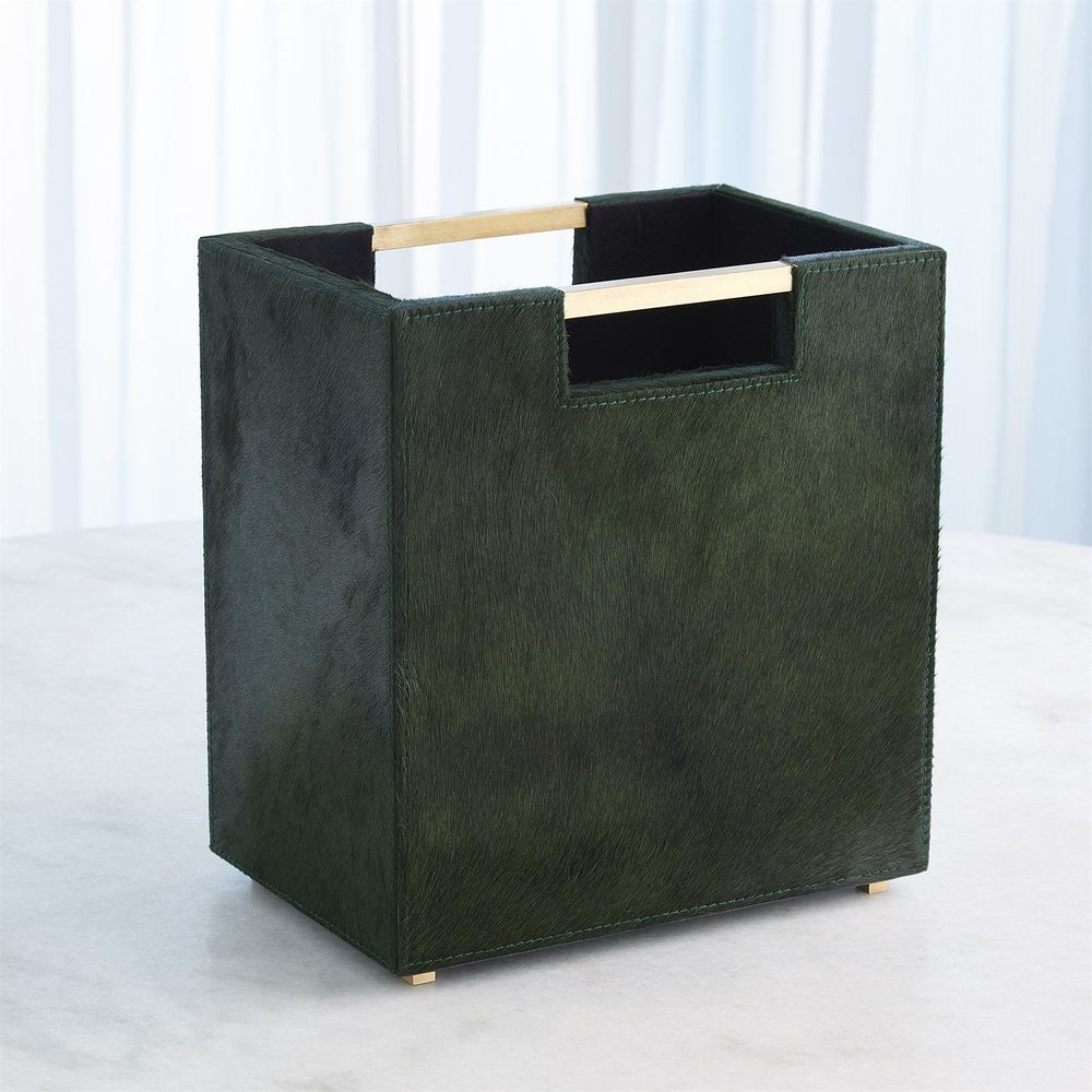 Wastebaskets Posh Wastebasket-Hair-On-Hide Green