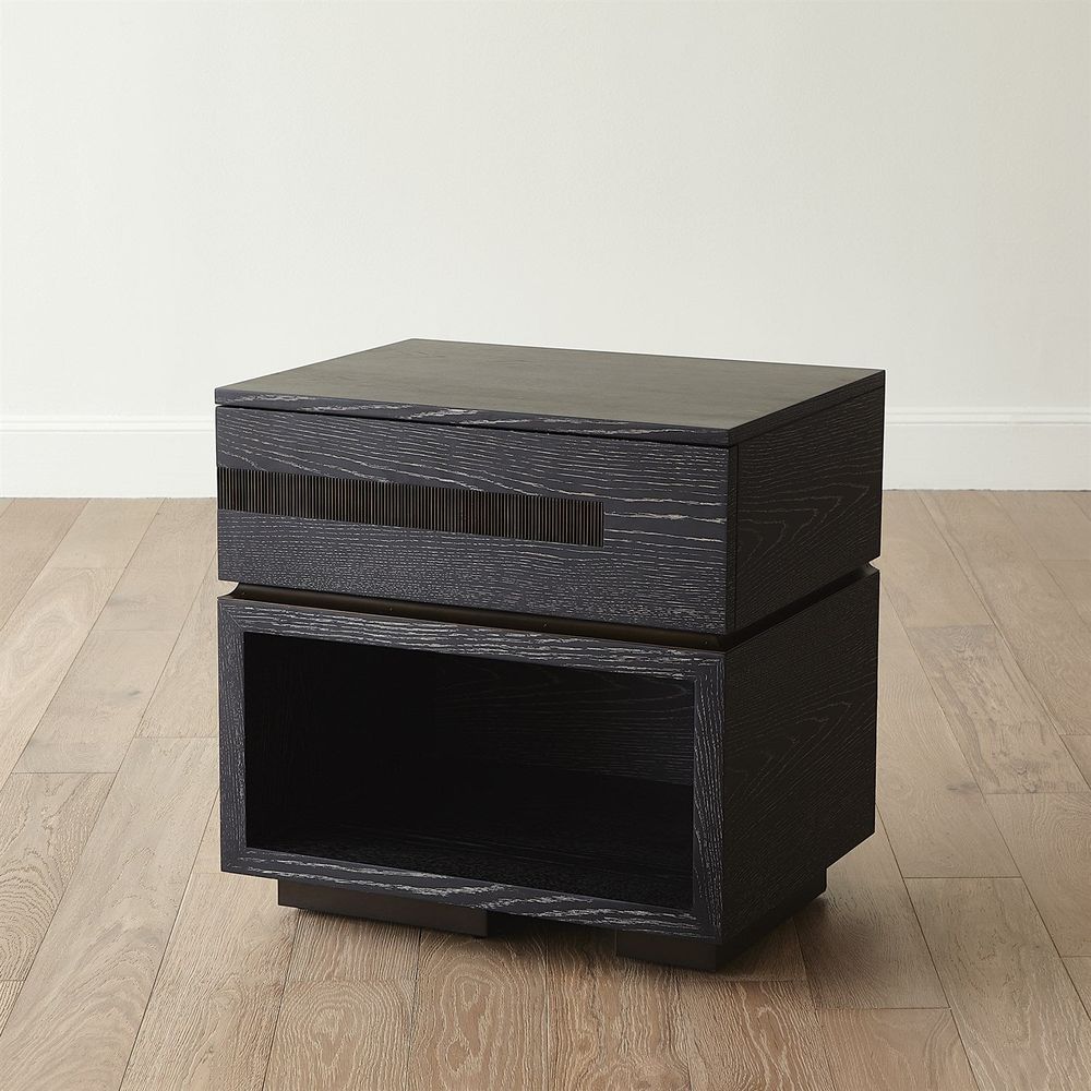 Brazil Bedside Chest - Left - Black Cerused Oak