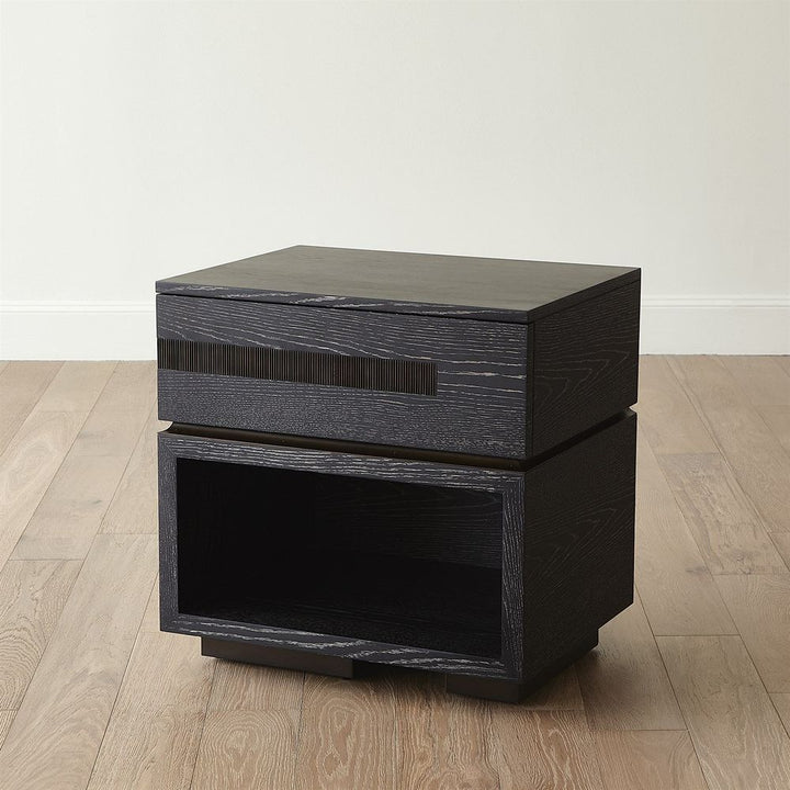 Brazil Bedside Chest - Left - Black Cerused Oak