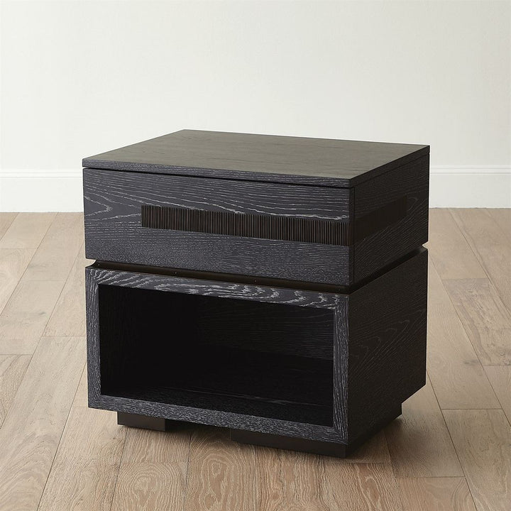 Brazil Bedside Chest - Right - Black Cerused Oak