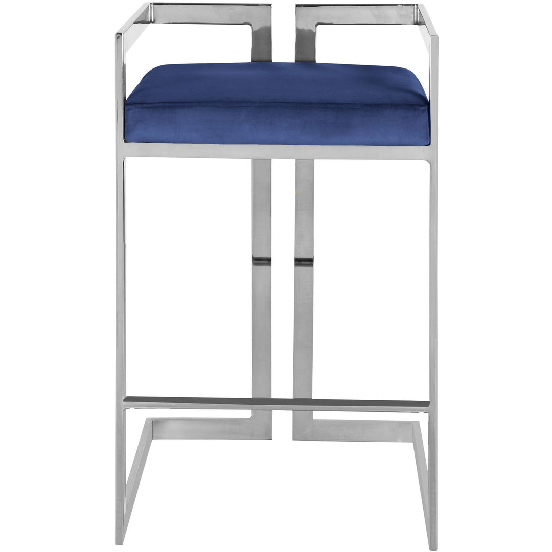 Ezra Velvet Upholstered Counter Stool — Navy / Chrome