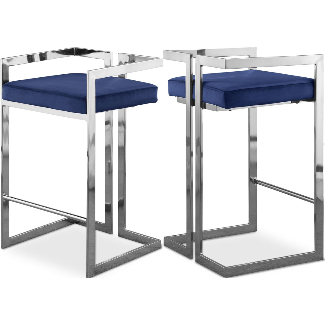 Ezra Navy Velvet Upholstered Counter Stool