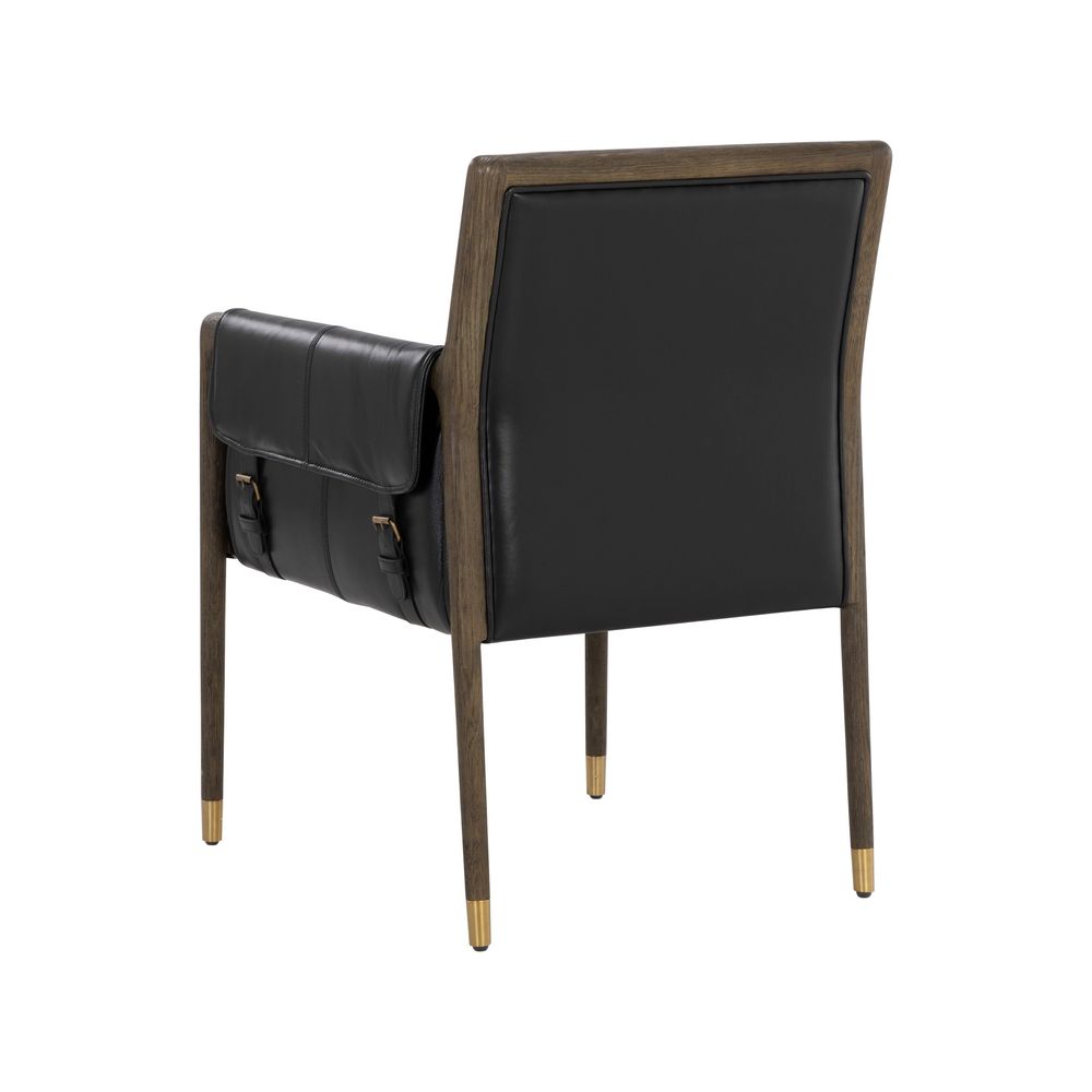 Mauti Dining Armchair - Distressed Brown - Cortina Black Leather
