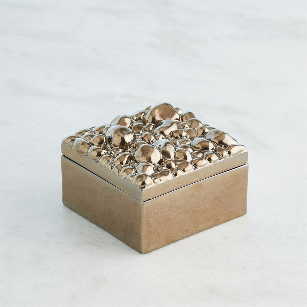 Pebbles Square Box-Bronze