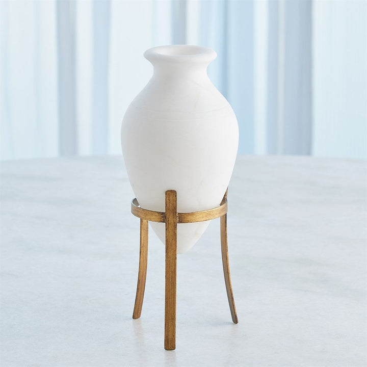 Amphora Alabaster Vase-White-Sm