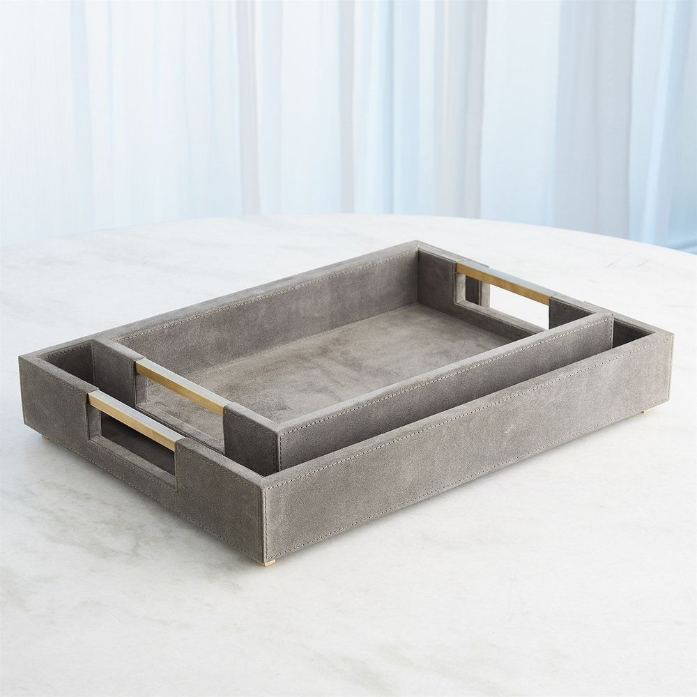 Serveware: Trays Posh Tray - Grey Suede Large