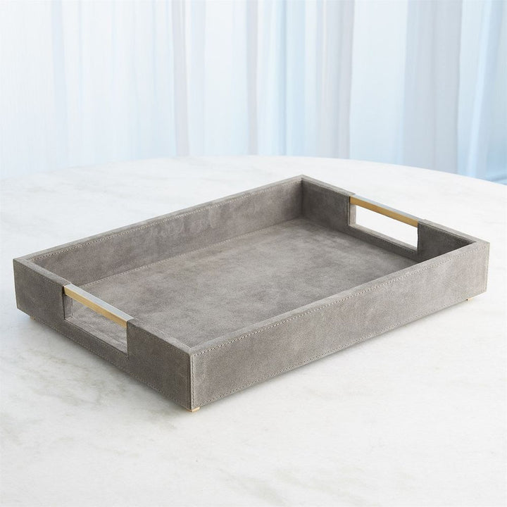 Serveware: Trays Posh Tray - Grey Suede Small
