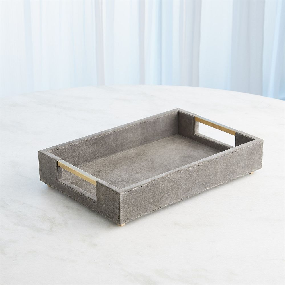 Serveware: Trays Posh Tray - Grey Suede Small