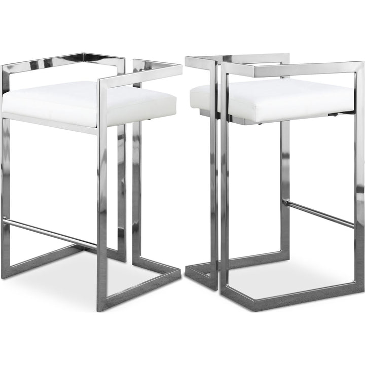 Ezra White Vegan Leather Upholstered Counter Stool