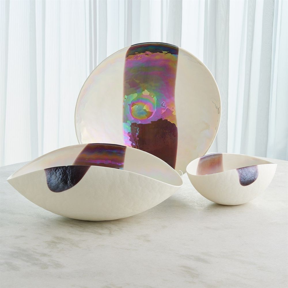Decorative Objects Mirabelle Centerpiece-Ivory/Plum
