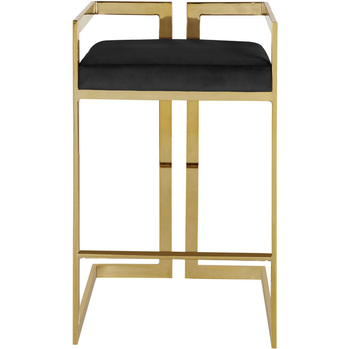 Ezra Velvet Upholstered Counter Stool — Black / Gold