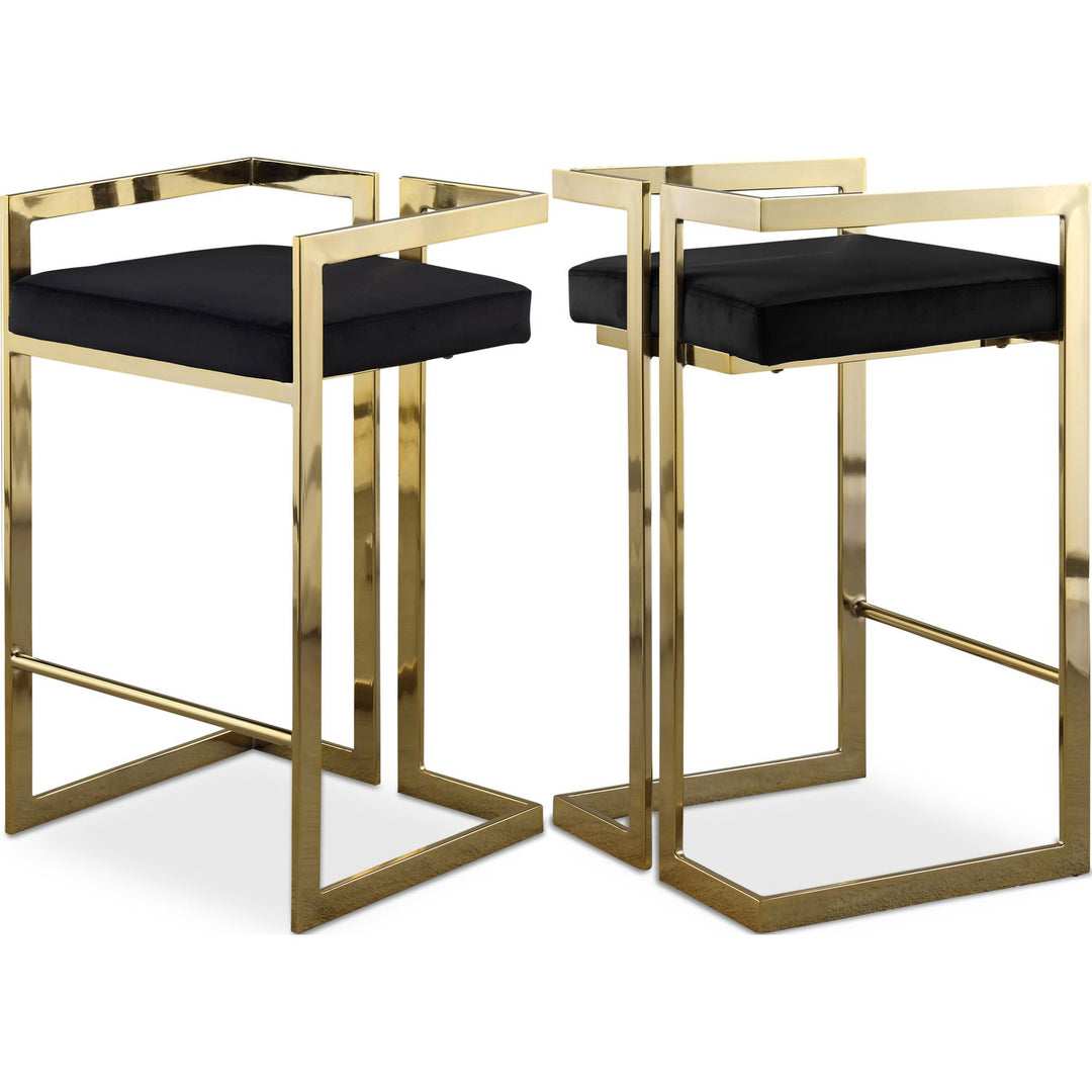 Ezra Black Velvet Upholstered Counter Stool