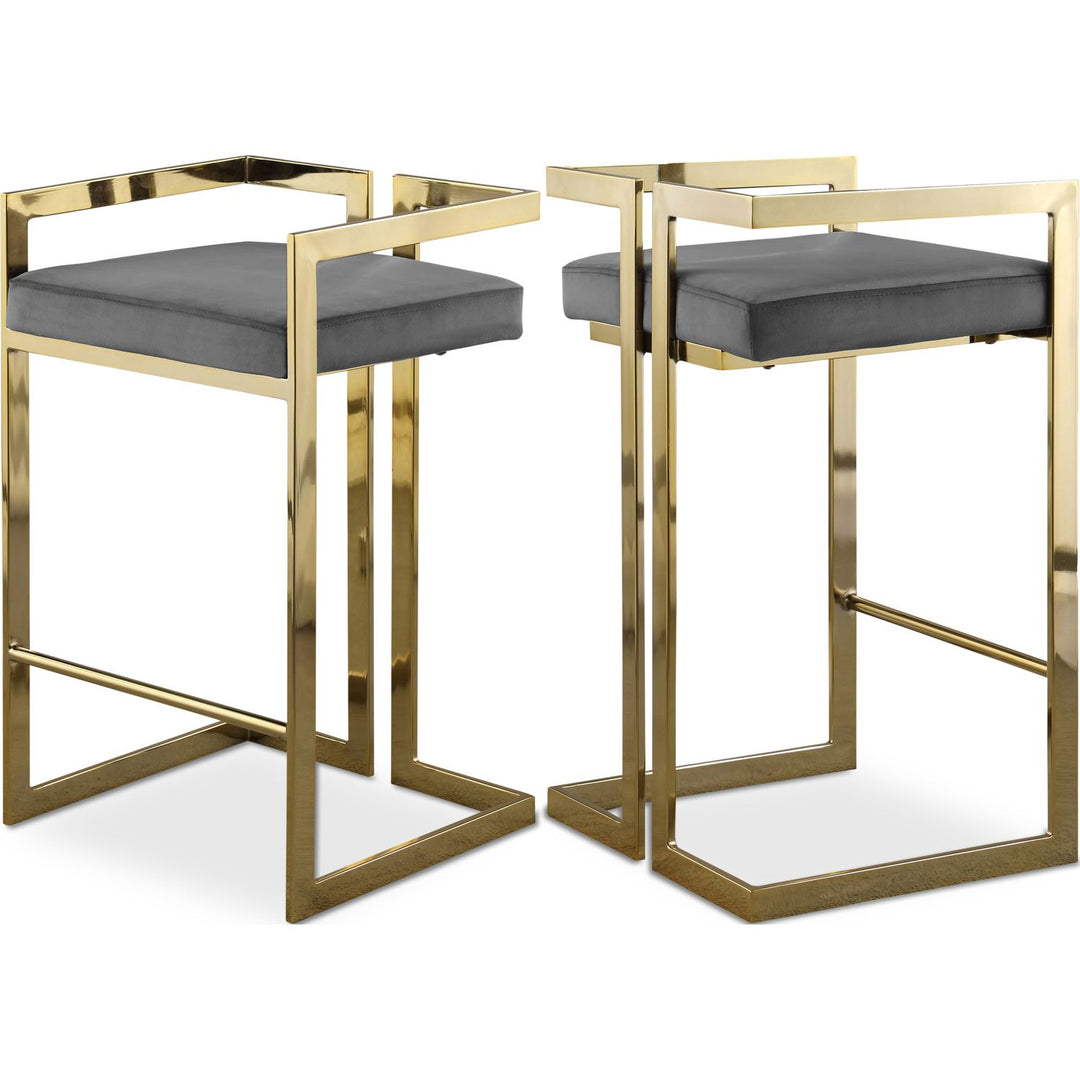 Ezra Grey Velvet Upholstered Counter Stool
