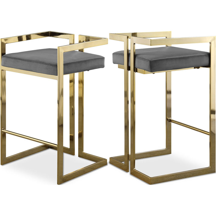 Ezra Grey Velvet Upholstered Counter Stool